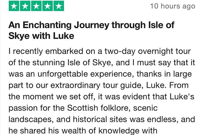 'Luke Skye-Walkers' 1 Day Isle of Skye Adventure + Hike Options - Coffee and chocolate at Glenshiel